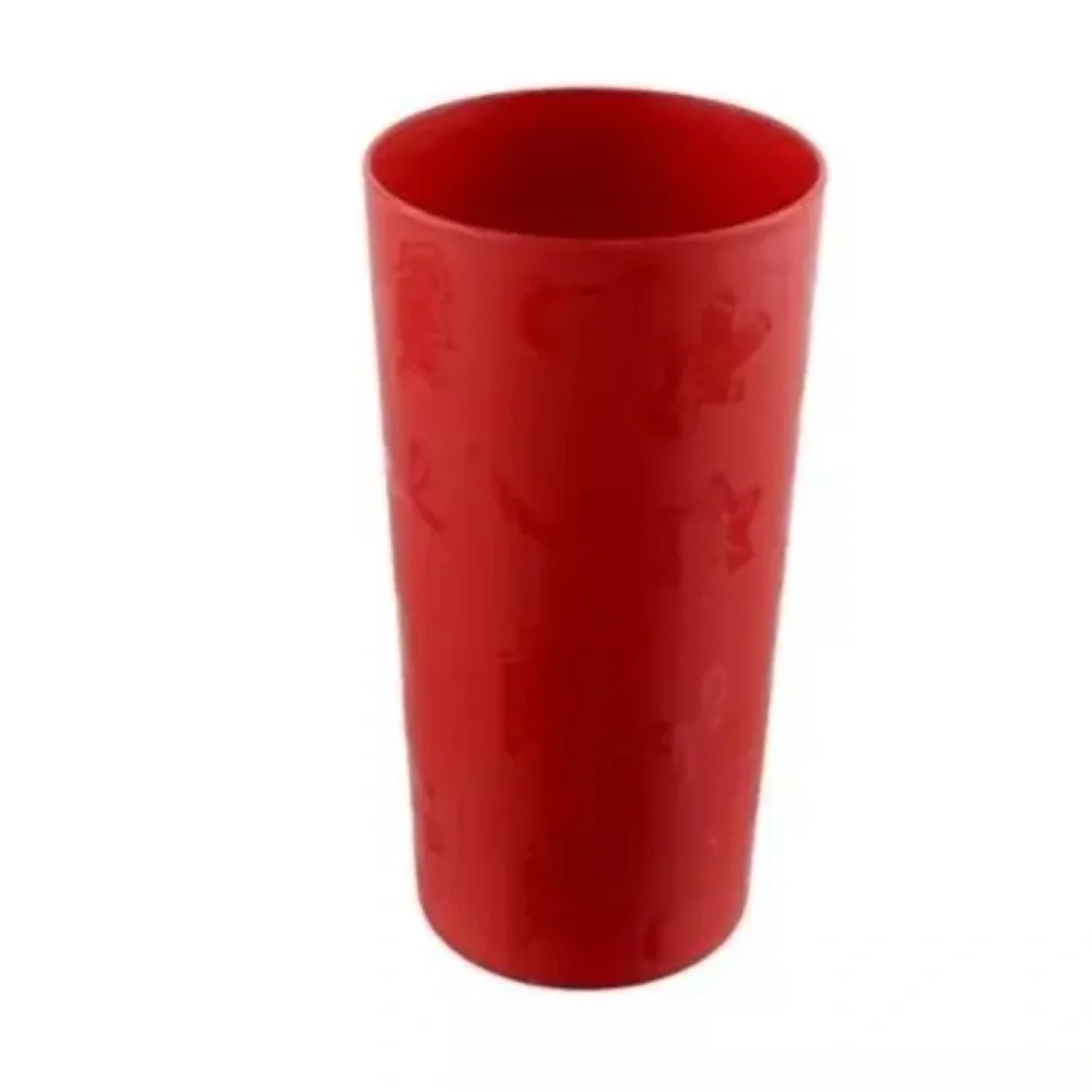 Set of 12 Red Christmas Plastic Tumbler Drinking Cup Festive Holiday Design NEW
